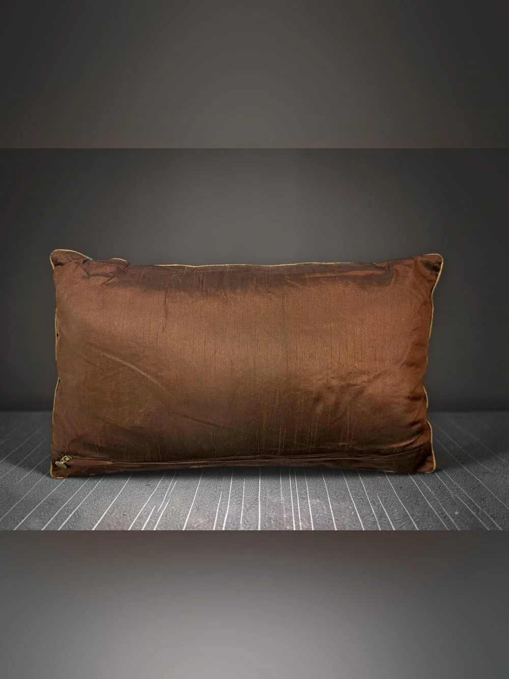 Pier 1 Imports Peacock Embroidered Sequin Lumbar Pillow 12x20 Teal Brown Gold